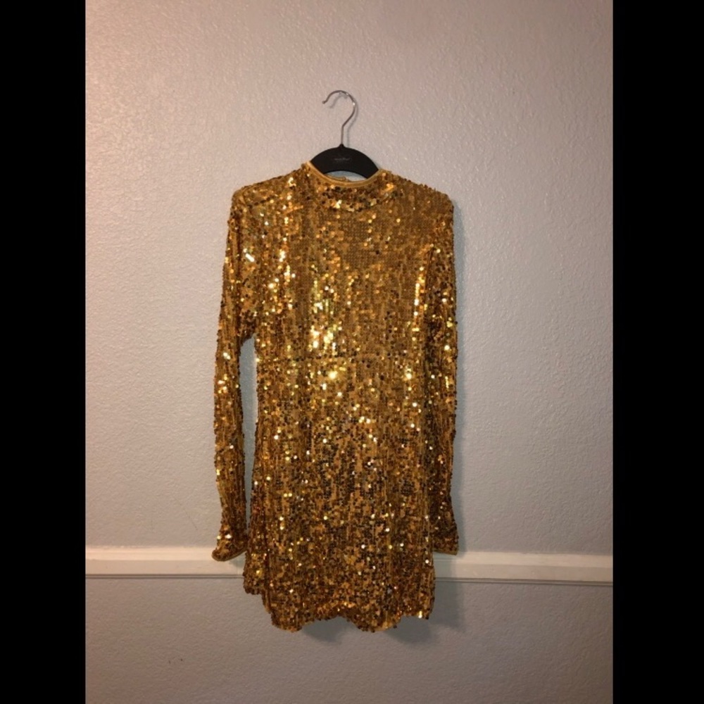 Gold sparkle long sleeve dress